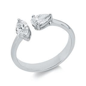 Ring aus 750 Gold Weißgold 2 Diamanten 0,79ct TW-VSI B:11mm