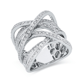 Ring aus 750 Gold Weißgold 157 Brillanten 1,38ct TW-VSI B:19,7mm