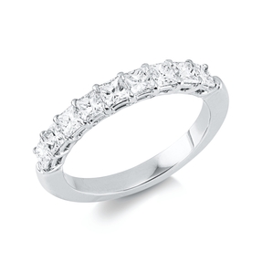 Ring aus 750 Weißgold 9 Diamanten Prinzess-Schliff 1,08ct F-VSI/SI H:3,6mm