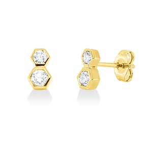 Ohrstecker aus 585 Gold Gelbgold 4 Diamanten 0,4ct W-SI/PI 8,2x4,7mm