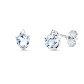 Ohrstecker aus 585 Weißgold 2 Aquamarine 0,92ct blau 2 Brillanten 0,07ct W-SI/PI