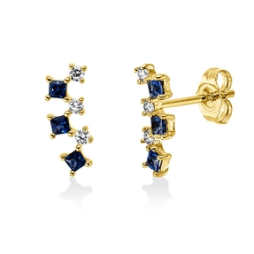 Ohrstecker aus 585 Gelbgold 6 Saphire 0,36ct blau 6 Brillanten 0,13ct W-SI/PI