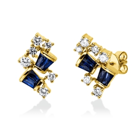 Ohrstecker aus 585 Gelbgold 8 Saphire 0,69ct blau 12 Diamanten 0,53ct W-SI/PI