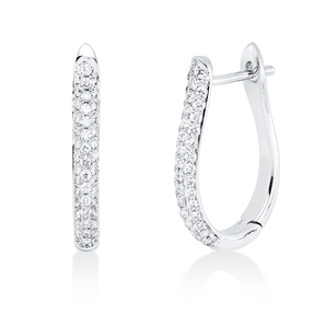 Pavé Creolen aus 750 Weißgold 92 Brillanten 0,4ct TW-VSI 18,3x2,4mm