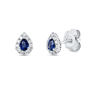 Ohrstecker aus 750 Weißgold 2 Saphire 0,35ct blau 22 Brillanten 0,15ct TW-VSI