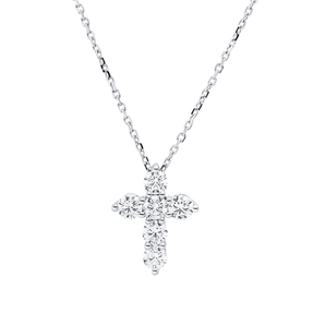 Collier Kreuz aus 750 Gold Weißgold 6 Brillanten 1,04ct TW-VSI L:45cm