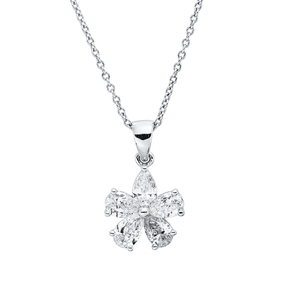 Collier aus 750 Weißgold 5 Diamanten Tropfen-Schliff 0,76ct TW-VSI L:45cm