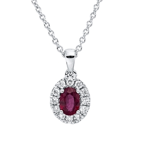 Collier aus 750 Weißgold Rubin 0,27ct rot 12 Brillanten 0,09ct TW-VSI L:45cm