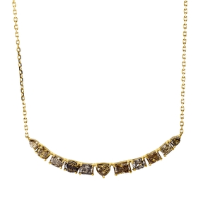 Collier aus 750 Gelbgold 11 Diamanten Fanatsy-Schliff 2,52ct braun L:43,2cm