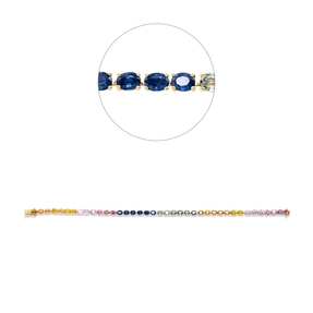 Armband aus 750 Gold Gelbgold 39 Saphire 8,2ct mehrfarbig B:3mm L:17,5cm 4er-Krappe Armband aus 750 Gold Gelbgold 39 Saphire 8,2ct mehrfarbig B:3mm L:17,5cm 4er-Krappe