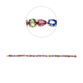 Armband aus 750 Gold Rotgold 28 Saphire 15,47ct mehrfarbig L:17,8cm