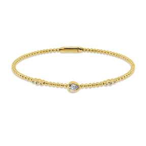 Armreif aus 750 Gold Gelbgold 7 Diamanten 0,24ct TW-SI 47x57mm Zarge