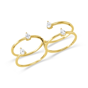 Ring aus 750 Gelbgold 4 Diamanten Tropfen-Schliff 0,55ct TW-VSI B:12,2mm