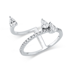 Ring aus 750 Gold Weißgold 22 Diamanten 0,6ct B:12,3mm