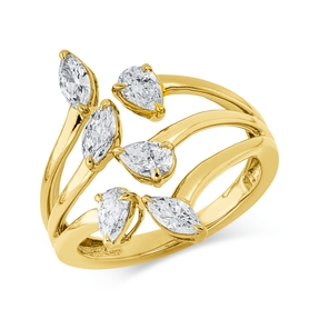 Ring aus 750 Gold Gelbgold 6 Diamanten 0,99ct TW-SI B:20,6mm