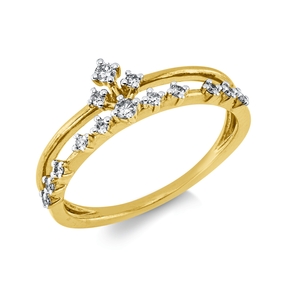 Ring aus 750 Gold gelb/weiß 14 Brillanten 0,15ct I-SI B:7,1mm
