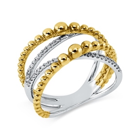 Ring aus 750 Gold gelb/weiß 44 Brillanten 0,15ct I-SI B:10,7mm