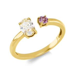 Ring aus 750 Gelbgold Saphir 0,12ct pink Diamant Oval-Schliff 0,5ct gelb B:6,3mm