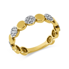 Ring aus 750 Gelbgold 45 Brillanten 0,21ct I-SI B:4,1mm Fassung rhodiniert