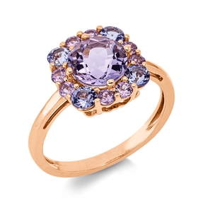 Ring aus 750 Gold Rotgold 13 Saphire 2,34ct pink B:11,1mm