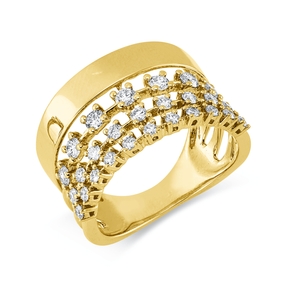 Ring aus 750 Gold Gelbgold 27 Brillanten 0,67ct W-PI B:12,3mm