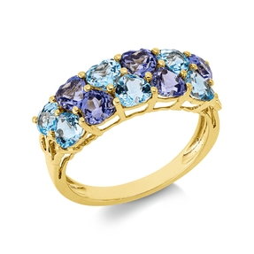 Ring aus 750 Gold Gelbgold 11 Topase 3,2ct blau B:6,6mm