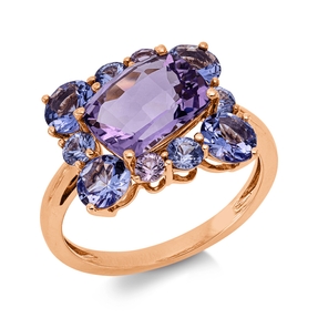 Ring aus 750 Gold Rotgold 11 Saphire 4,57ct blau B:12mm