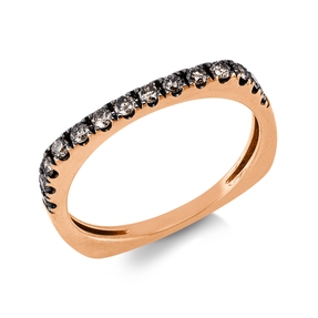 Ring aus 750 Rotgold 14 Brillanten 0,32ct braun B:2,3mm Fassung schwarz rhodiniert Ring aus 750 Rotgold 14 Brillanten 0,32ct braun B:2,3mm Fassung schwarz rhodiniert