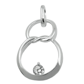 Anhänger Doppelkreis 8 Acht mit Zirkonia 23x15mm aus 925 Silber