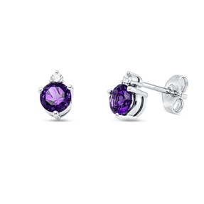 Ohrstecker aus 585 Weißgold 2 Amethyste 0,92ct lila 2 Brillanten 0,07ct W-SI/PI