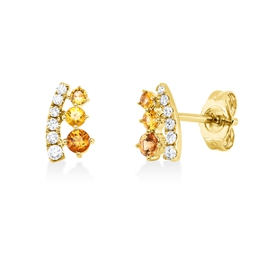 Ohrstecker 585 Gelbgold 6 Saphire 0,32ct gelb 12 Brillanten 0,1ct W-SI/PI 8,3x5,1mm
