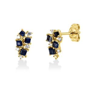 Ohrstecker aus 585 Gelbgold 8 Saphire 0,57ct blau 10 Brillanten 0,12ct W-SI/PI