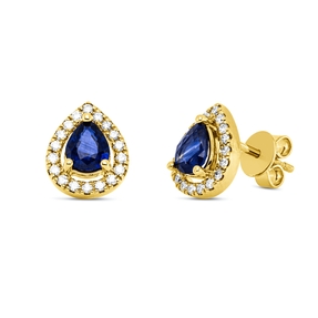 Ohrstecker 585 Gelbgold 2 Saphire 1,14ct blau 36 Brillanten 0,22ct W-SI 10x8,4mm