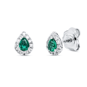 Ohrstecker aus 750 Weißgold 2 Smaragde 0,28ct grün 22 Brillanten 0,15ct TW-VSI