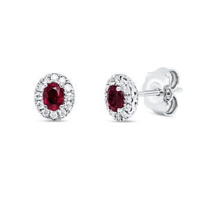 Ohrstecker 750 Weißgold 2 Rubine 0,53ct rot 24 Brillanten 0,16ct TW-VSI 7,1x6,1mm