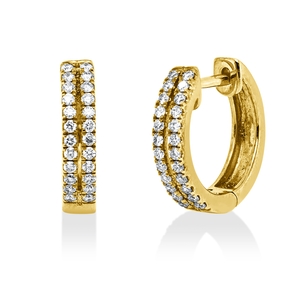 Creolen aus 750 Gold Gelbgold 48 Brillanten 0,29ct W-SI 13,6x2,9mm