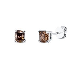 Ohrstecker aus 750 Weißgold 2 Diamanten Kissen-Schliff 0,71ct braun 4,9x4,5mm