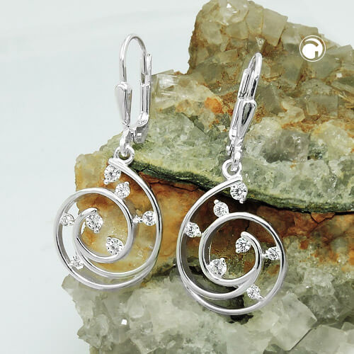 Brisur 32x13mm Spirale mit Zirkonias 925 Silber