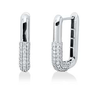 Pavé Creolen aus 750 Weißgold 144 Brillanten 1,17ct TW-VSI 21,1x4mm