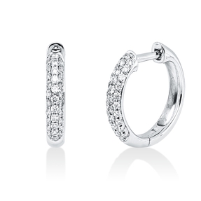 Pavé Creolen aus 750 Gold Weißgold 62 Brillanten 0,24ct W-SI 12,4x2,5mm