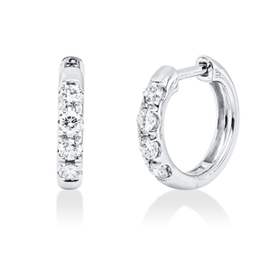 Creolen aus 750 Gold Weißgold 8 Brillanten 0,42ct W-SI 14,3x2,6mm