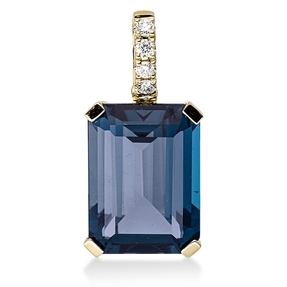 Anhänger aus 750 Gelbgold Amethyst 3,1ct grün 4 Brillanten 0,1ct TW-SI 20x11,1mm