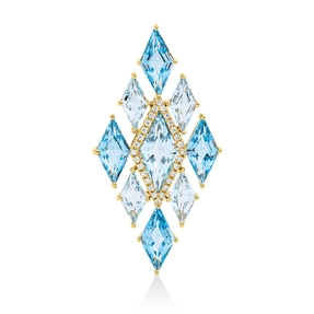Anhänger 750 Gelbgold 9 Topase 7,2ct blau 28 Brillanten 0,12ct TW-SI 36,8x18,8mm