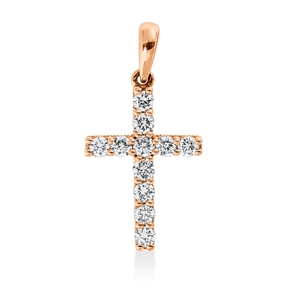 Anhänger Kreuz aus 585 Gold Rotgold 11 Brillanten 0,47ct W-SI/PI 23,5x12mm