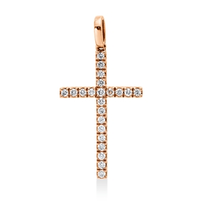 Anhänger Kreuz aus 585 Gold Rotgold 22 Brillanten 0,32ct W-SI 31,8x16mm