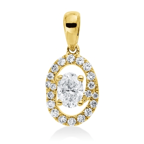 Anhänger aus 585 Gold Gelbgold 21 Diamanten 0,46ct 16x7,4mm mit Öse
