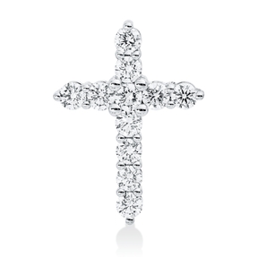 Anhänger Kreuz aus 585 Weißgold 11 Brillanten 0,54ct W-SI/PI 17,5x12,8mm