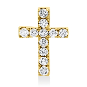 Anhänger Kreuz aus 585 Gelbgold 11 Brillanten 0,47ct W-PI 16,5x11,8mm