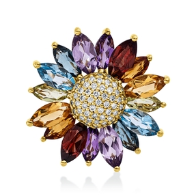 Anhänger 750 Gelbgold 16 Farbsteine 5,2ct mehrfarbig 49 Brillanten 0,22ct TW-SI