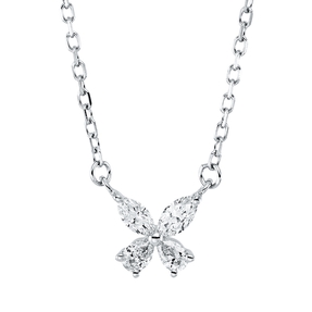Collier aus 750 Gold Weißgold 4 Diamanten 0,16ct TW-VSI L:45,7cm